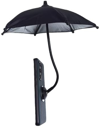 maskshop Venice Magnetischer Handy-Sonnenschirm – Schwarz – Mit extra Magnetring – Mini-Schirm für Smartphone – Hitzeschutz & Schatten – Flexibler Arm – Sommer Gadget