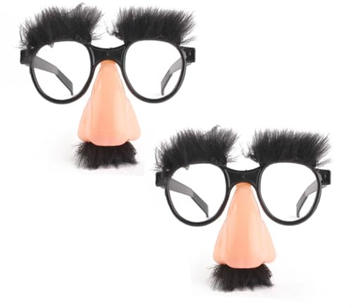 OUDQFCJ 2 Stück Disguise Gläser Lustige Brillen mit Große Nase Augenbraue Schnurrbart Prank Tool Party Favor,Partybrille für Erwachsene,Kunststoff,Spaßbrille,ohne Sehstärke