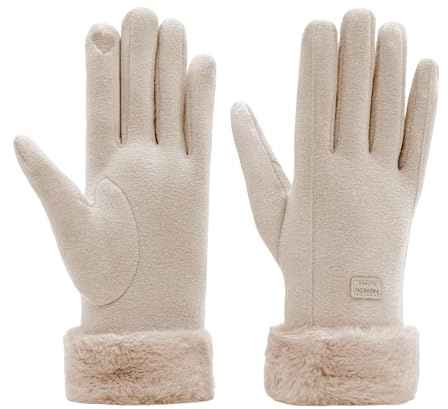 BAVATEE Damen Winter Warm Touchscreen Handschuhe mit Fleece Gefütterte, Weiche Winterhandschuhe für Autofahren, Radfahren und Spazierengehen, Elegant Thermohandschuhe für Geschenk Weihnachten