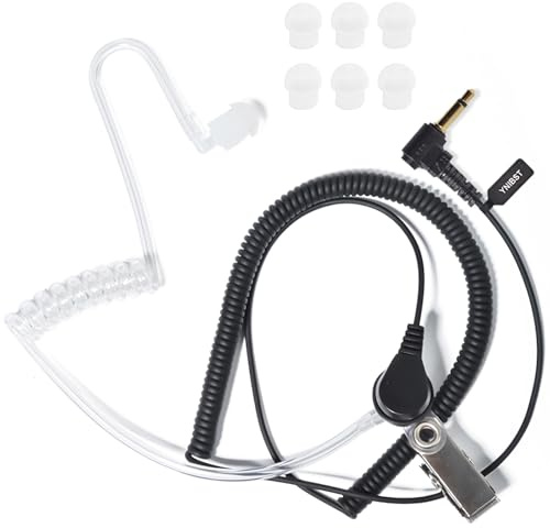 YNIBST 3,5 mm Nur-Hören-Headset mit diskretem Schallschlauch für Funkgerät | kompatibel mit Motorola Kenwood Baofeng Midland Walkie Talkie und Mikrofonen, inklusive 6 Ohrstücken