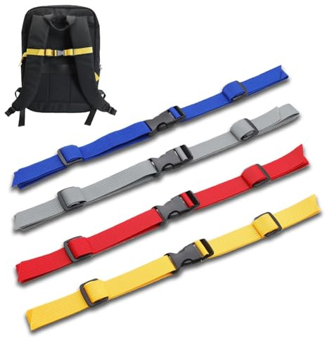 Nasxkji 4 Stück Verstellbarer Brustgurt Rucksack mit Schnellverschluss rutschfest und Strapazierfähig für Joggen Wandern Klettern Reisen (Grau/Gelb/Marineblau/Rot)