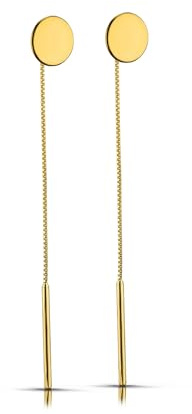 LAMUR Ohrringe aus 585er-Gold, Hängende Goldohrringe für Damen, Damenschmuck aus Gelbgold, Englischer Verschluss, Hängeohrringe mit Reinigungstuch