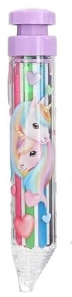 Depesche Ylvi 8-Farb Dreh Buntstift | Mehrfarbiger Kugelschreiber mit 8 Farben | Einhorn Design | 1 Stück farblich sortiert | kreatives Schreibzubehör für Schule