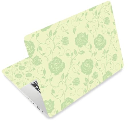 TNKBREEZE 3Pcs Laptop Skin Sticker Decals Roses Laptop Decals PVC Computers Notebook Skin Protector Sticker for Office Work Study Green Yellow