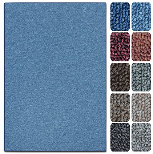 casa pura Teppich London | viele Größen | pflegeleichter Flacher Schlingenflor | Flurteppich, Wohnzimmerteppich, Küchenteppich, Schlafzimmerteppich (Hellblau - 80x150 cm)
