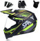 QYTK Integralhelm Motocross Helm Set, Downhill Enduro Motorrad Crosshelm mit Abnehmbare Visier-Brille Maske Handschuhe Full Face MTB Helm für Herren Damen All Terrain Mountainbike ATV,Yellow,L