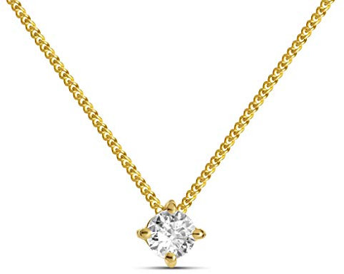 MIORE Kette Damen 0.15 Ct Diamant Halskette mit Anhänger Solitär Diamant Brillant Kette aus Gelbgold 14 Karat / 585 Gold, Halsschmuck 45 cm lang