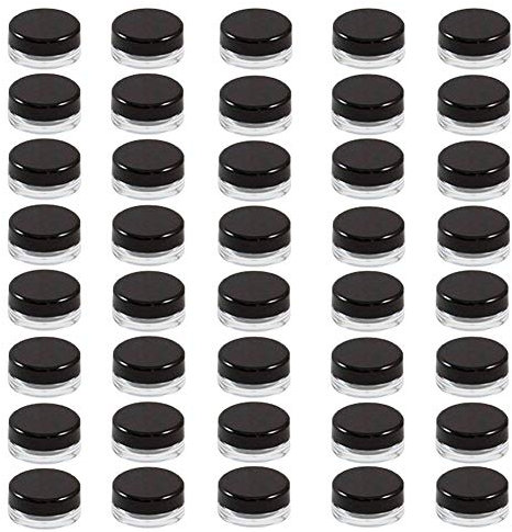 Ainkou 40pcs 5ml Small Clear Round Travel Sample Jar Pots Leak Proof Mini Storage Tiny 5 Gram Bottle Empty Small Creams Make-up Sample Cosmetic Containers Jars for Lip Balms Scrubs - Black