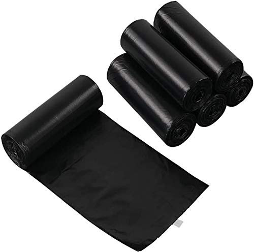 LKJHG 150 Sacs de Sacs à ordures 100% compostables, Sacs à ordures durables de 15 litres, Sacs à ordures biodégradables Noirs, Sacs à ordures de Cuisine, Sacs à ordures ménagères et Sacs à ordures
