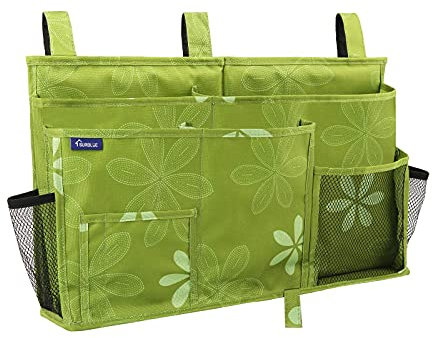 Surblue Nachttisch Caddy Hängebett Organizer Aufbewahrungstasche Tasche für Etagen-und Krankenhausbetten, Studentenwohnheime, Babybettgitter, Lager (8 Taschen), Blume