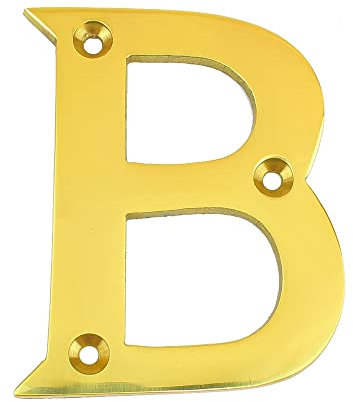 Nutfield Hardware Numeri civici classici e moderni, 75 mm, in ottone lucido, montaggio a vite, lettera B, con viti di montaggio per pareti, porte e cancelli