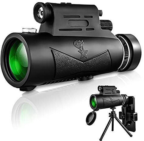 12x50 Monocular Telescope for Adults, BILLION DUO HD High Power FMC BAK4 Prism Monocular Waterproof Telescope Scope with Smartphone Adapter & Tripod & Flashlight for Bird Watching Camping Traveling