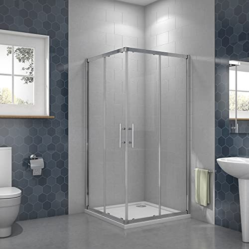 Acezanble cabine de douche carrée 120x120x195cm, porte de douche coulissante, l’accès d’angle, 6mm verre anticalcaire