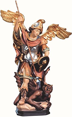 Heiligenfigur Heiliger Erzengel Michael H 40 cm Holzfigur Schutzpatron Statue aus Ahornholz
