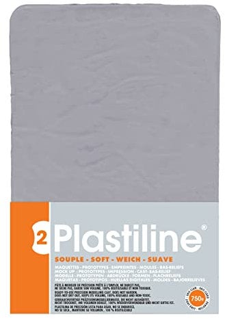 Jacques Herbin 7650T - Plastiline, 750g, Härte weich, ideal zum Modellieren, 100% wiederverwendbar, Hellgrau