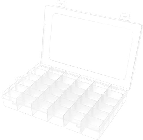 BTremary 36 Gitter transparente Sortierboxen für Kleinteile, Aufbewahrungsbox für Schmuck-Perlen- Ohrringe mit Fächern, Lego-Kunststoff-Perlen Sortierbox, Angehen Angelköder Box