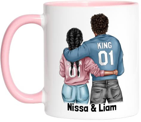 Kiddle-Design Paar-Tasse Valentinstag Rosa Personalisiert Namen Jahrestag Geschenk Hochzeitstag Pärchen Freund Freundin Individuell Valentinstag Rosa