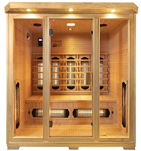 GLOBAL RELAX® | DHARANI S4 PLUS Carbon-Sauna 4 Personen | Hautpflege I Immunsystemstärkung I Entgiftung | Muskelentspannung I Stressreduktion | Farbtherapie | USB I MP3 I RADIO I CD
