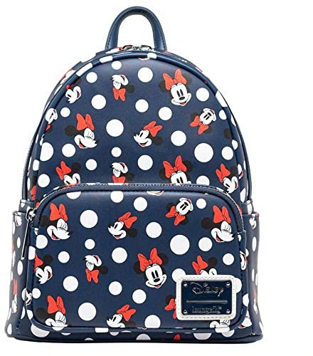 Loungefly Women's Disney Minnie Mouse Polka Dot Blue Double Strap Shoulder Bag Purse