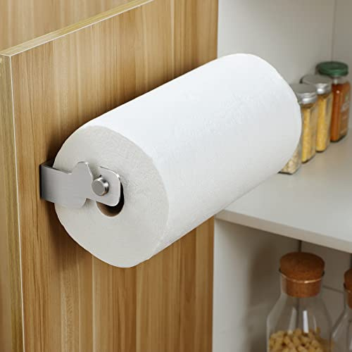 ZUNTO Portarotolo di carta da bagno, porta armadio o sotto armadietto, autoadesivo grande rotolo supporto da parete, in acciaio inox