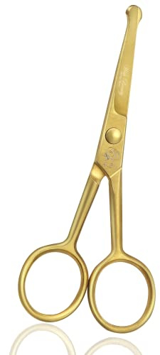 wishbeauty Hairdressing Scissors Kids Safety Round Tips and Curved Hair Scissors Children Haircut Scissors Hair Trimming Scissors Professional Salon Barber Scissors for Baby (Gold 4.5 Scissors)