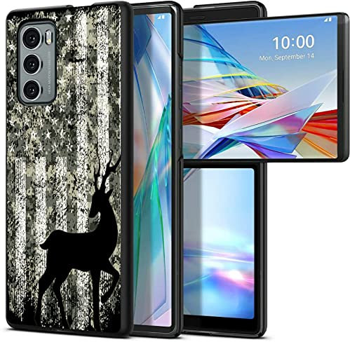 BWEGRHE Progettato per LG Wing 5G, sottile PC rigido con design retrò bandiera cervo, custodia antiurto di ricarica wireless per LG Wing 5G (2020)