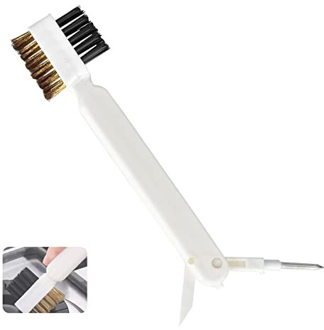Deep Gas Stove Wire Brushes 4-in-1 Metal Kitchen Cleaning Wire Brush Small Brass/Nylon Brushes for Cleaning Gas Stove Range Hood Pot Pan Paint/Rust/Dirt