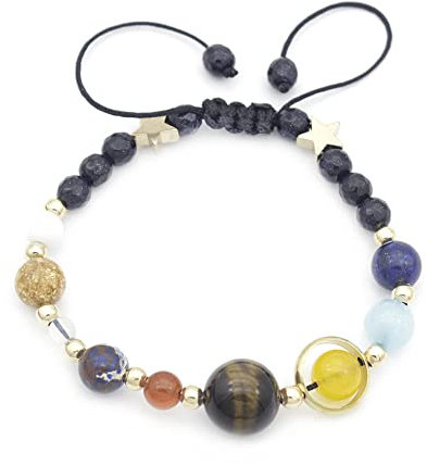 LODMLOER Planet Solar System Armband, Armband im Stil von acht Planeten für Frauen, Planet Beads Element Constellation Couple Beads Armband Galaxy Planets Guardian,A,18Cm