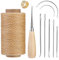 SUVSOON 273 Yards Upholstery Repair Waxed Thread Kit, Leather Sewing Kit Including Needle Awl Thimble, for Carpet Sofa Shoe and (Natural Color)