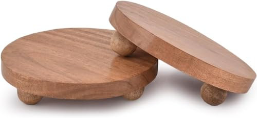 Indus Lifespace Display Stands Acacia Wood Farmhouse Decorative Stand , Distressed Finish for Indoor Rustic Decorative Display Stand for Kitchen Counter Décor (10.16cm x 10.16cm x 3.81cm) (Set of 2)