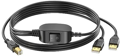 Herfair 2-in-1 USB-A-auf-USB-B-Druckerkabel-Splitter für Zwei Computer, Stecker auf Stecker, 2.0 Hochgeschwindigkeits-Druckerkabel (1,5 m)
