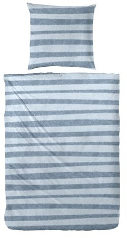 Westminster Fein Biber Bettwäsche 173084 Streifen Farbe: Blau 135x200 und 80x80 cm