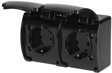 ADAKAT Enchufe doble IP44, serie RT4, color negro