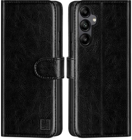 32nd Book Wallet PU Leather Case Cover with 2 X Screen Protectors for Samsung Galaxy S24, Flip Case With RFID Blocking Card Slots, Magnetic Closure and Built In Stand - Black