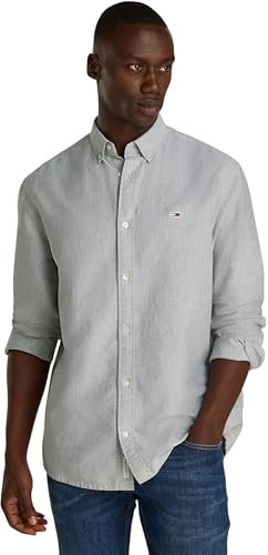 Tommy Jeans Chemise Homme Oxford Shirt Regular Fit, Gris (Silver Grey Htr), XL