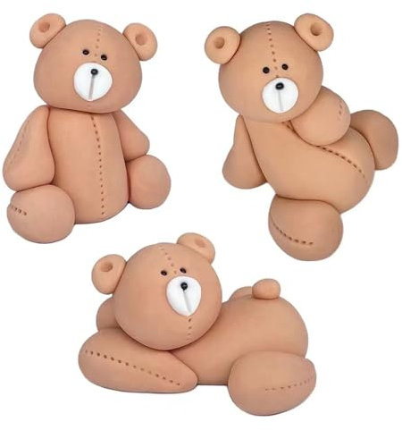BEIBXHQQ 3 Teddy Bear Decorations, Teddy Bear Cake Decoration, Bear Birthday Decorations, Teddy Bear Picnic Party Supplies, Baby Shower Cake Decoration, Bear Cake Decoration Party