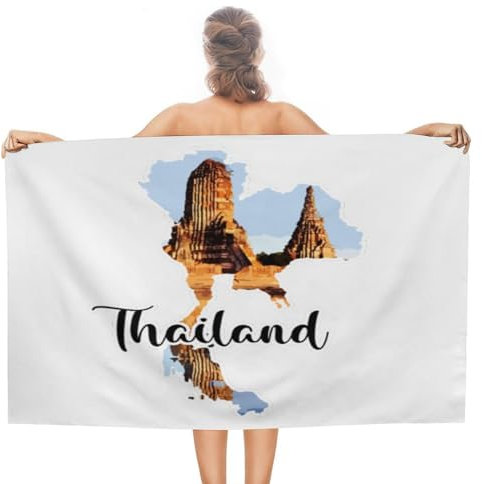 CustonCares Strandtücher für Herren, Thailand, Badetuch für Erwachsene, leicht, sandfrei, schnell trocknend, Poolhandtuch, Skyline, Bild, Stadtmalerei, Land, Schwimmen, Picknick, 78,9 x 130,9 cm