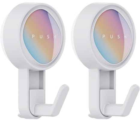 MENGCOOL Saugnapf Haken extra Stark, Saughaken Bad Ohne Bohren, Halten bis zu 5KG, Handtuchhalter Saugnapf Küche Badezimmer Haken für Glas Fenster, Fliesen (Dünner Haken-2 Stück)