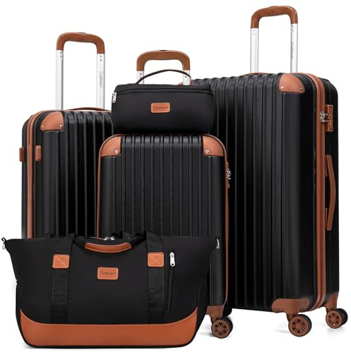 Cosbarn Luggage Sets 5 Piece Suitcases with Wheels, Suitcase Set ABS Hard Case Luggage with TSA Lock Spinner Wheels Durable Travel Luggage