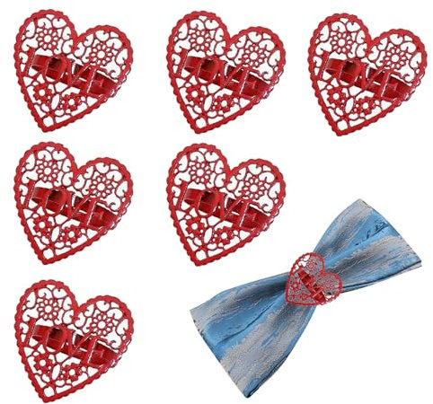 Serviettenringe mit Herzen, für Valentinstag, Party, Hochzeit, Jahrestag, 6 Stück