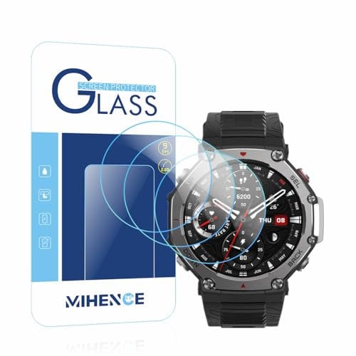MIHENCE Schutzfolie Kompatibel für Amazfit T-Rex 3 Smartwatch, 9H Anti-Kratzer gehärtetes Glas folie Kompatibel für T-Rex 3 Outdoor Smartwatch (3 Stück)