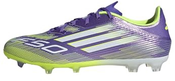adidas Unisex F50 League Firm Ground Football Boots Fußballschuhe, Purple Rush/Cloud White/Lucid Lemon, 38 2/3 EU