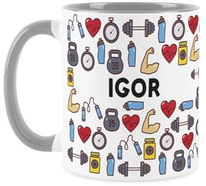 Purely Home Custom Personal Trainer Mug - Humourous Gym Fitness Novelty Gift - Tea/Coffee Grey Ceramic Cup Personalised Present for Gym Owners