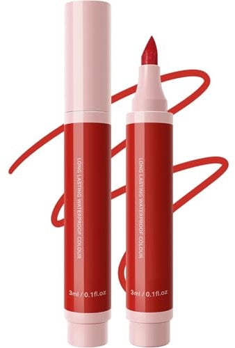 Lip Stain Marker Pen, Moisturising Lip Colour Liquid Lip Liner, Long Lasting Waterproof Smudgeproof Natural Effect, Women's Makeup Gift, Matte Colour Appearance，Rose Pink Lip Stain(04, One Size)