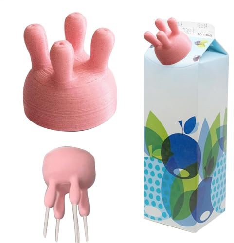 2 Pieces Funny Milk Bottle Tops, Cow Milk Pourer Bottle Caps, Boxed Milk Dispenser for Milk Cartons, Reusable Milk Bottle Tops Novelty Kitchen Gadgets 2024 New, Bottle Spout Cover for Juice
