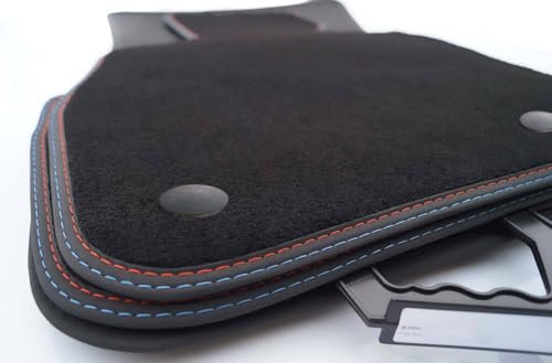 Fußmatten (Doppelnaht) für 5er BMW G60 G61 ab 2023> (M5 Design) Premium Automatten Matten Autoteppich Original Qualität 4-teilig Schwarz