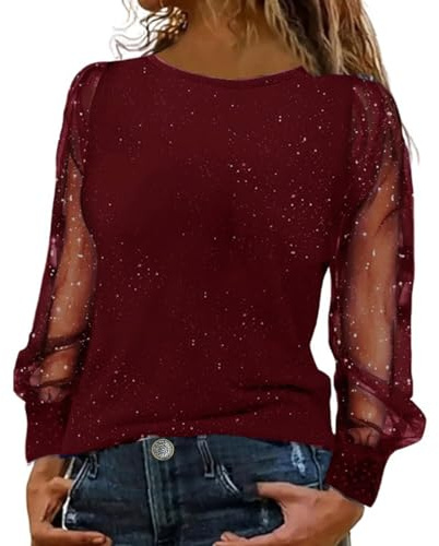 Festliche Oberteile Damen Glitzer Pullover Elegant Silvester Outfit Damenpullover Langarm Elegant Glitzer Oberteil Pailletten Shirt Glitzer Bluse Große Größen Festliche Tunika