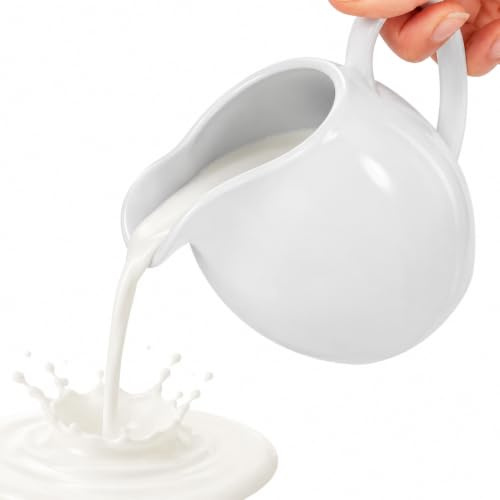 Garneck Milchkännchen Porzellan Weiß 330 Ml – Mikrowellengeeignetes Keramikkännchen Für Kaffeemilch Und Saucen - Klassisches Design Mit Griff - Ideal Für Küche Und Gastronomie