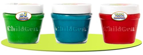 ChildGen Knete Play Dough, ungiftig, 100% natürliche Inhaltsstoffe, vegan Knete, Lebensmittelqualität, Kinderknete, Knete ab 2 Jahre, Knetezubehör, Knetset, Knete -Set, Spielknete - 3 x 125g