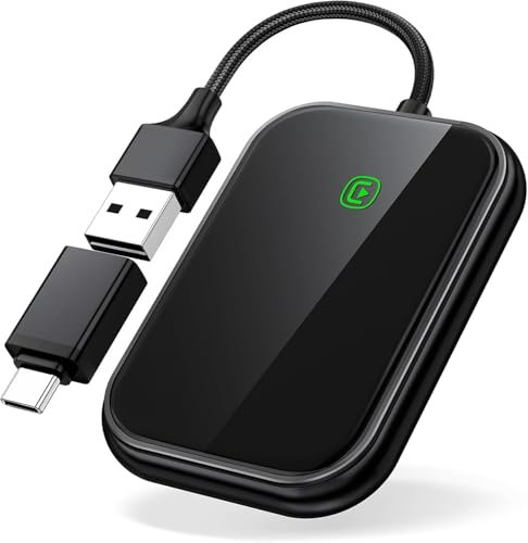 Danswo CarPlay Wireless Adapter: Wireless Carplay Adapter Kabelloses CarPlay Plug & Play für iPhone, Mini Stabiler CarPlay Adapter Kompatibel mit iPhone iOS 10+ & Autos mit Wired CarPlay, Schwarz